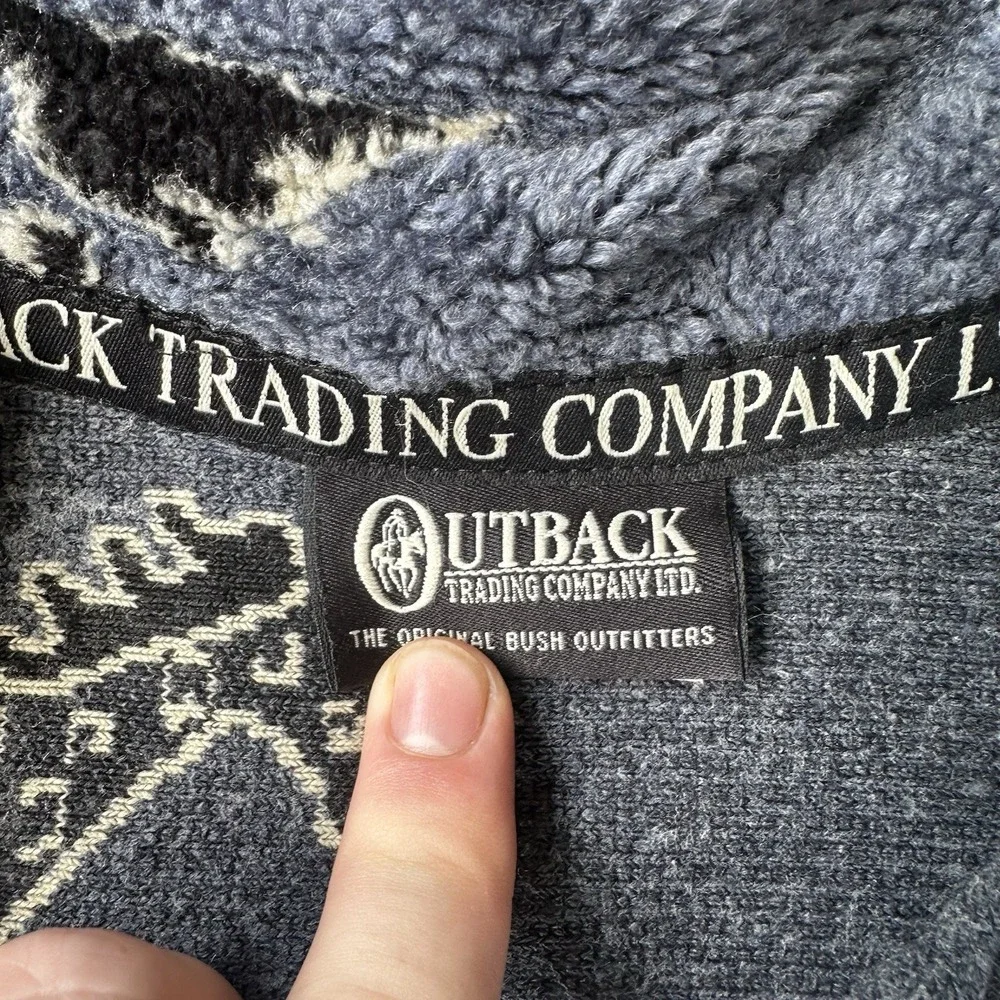 Vintage Outback Horse Jacket Mens Medium Blue Sherpa Fullzip Western Fleece 90s